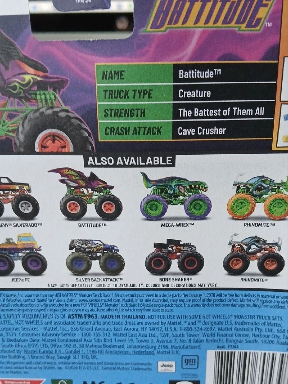 Hot Wheels Monster Truck — Purple Dragon Body with Green Frame and Orange Wheels